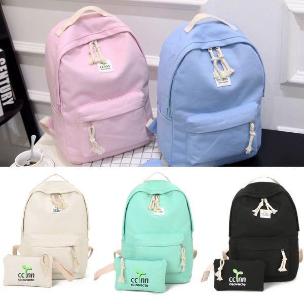 pastel canvas backpack