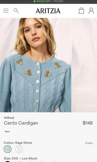 Aritzia Canto sweater xxs sage stone
