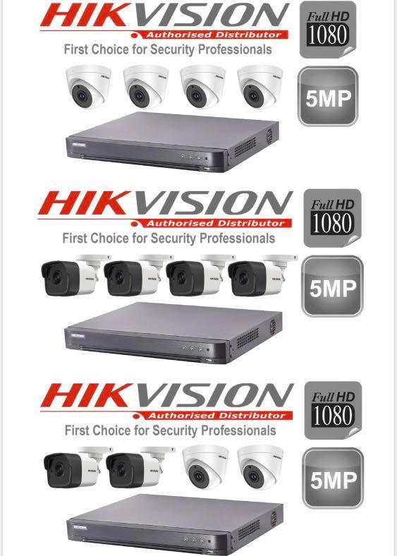4CH HIKVISION 4 Camera 2MP/4MP/5MP/8MP Package [Full-HD 1080P Dome ...