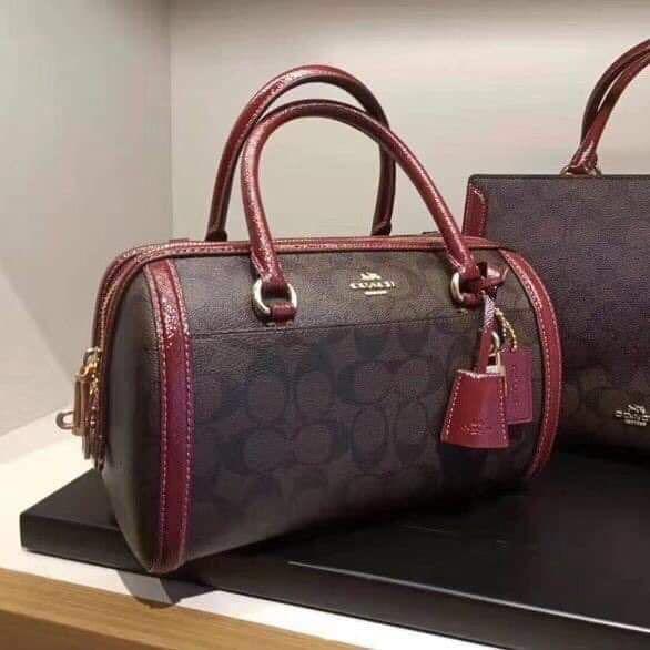 Authentic coach zoe barrel satchel in signature canvas, Women's Fashion