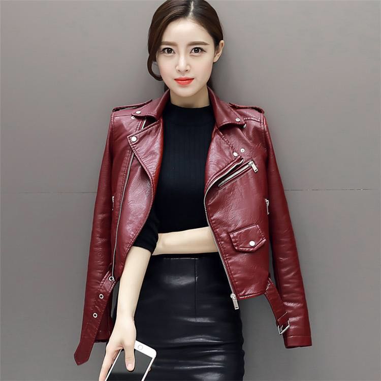 leather jacket wine red