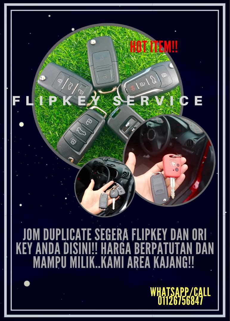 DUPLICATE kunci Kereta flipkey and ori key, Everything Else 