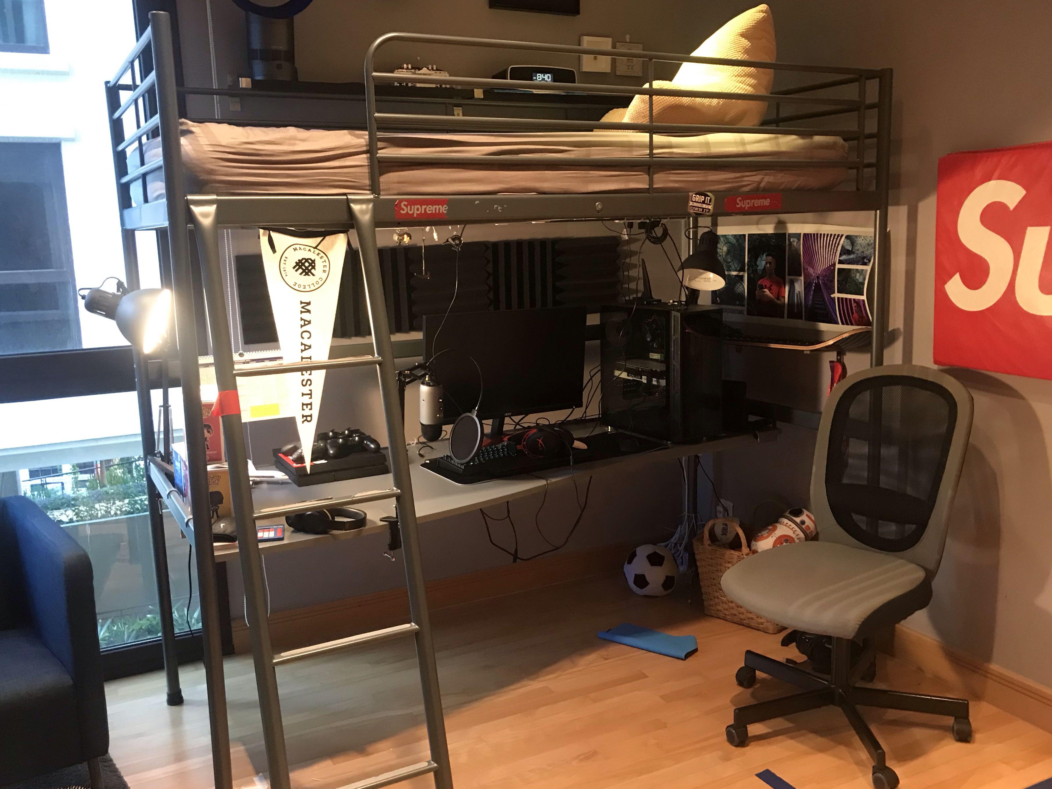 Ikea Svarta Loft Bed With Desk Ikea Chair Two In Stock Furniture Beds Mattresses On Carousell
