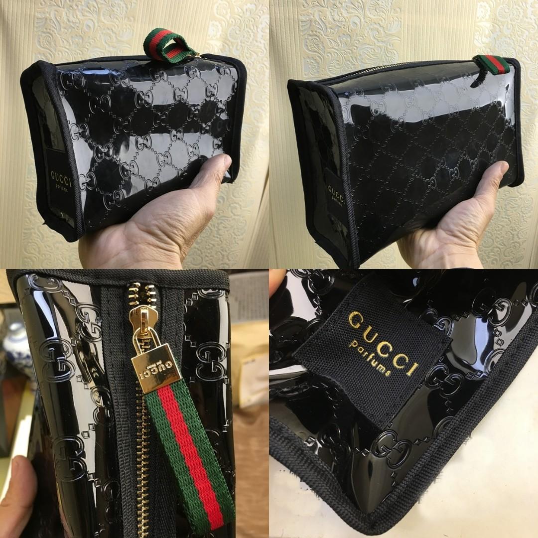 Instock GUCCI PARFUM Mongram Patented Black Pouch Set of 2 pouches ASC3238 GWP FREE Normal Mail Hobbies Toys Memorabilia Collectibles Religious Items on Carousell