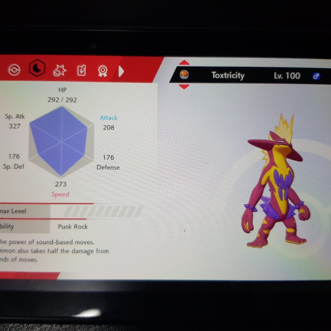 Shiny Toxel/Toxtricity 6 IV - Pokemon Sword/Shield