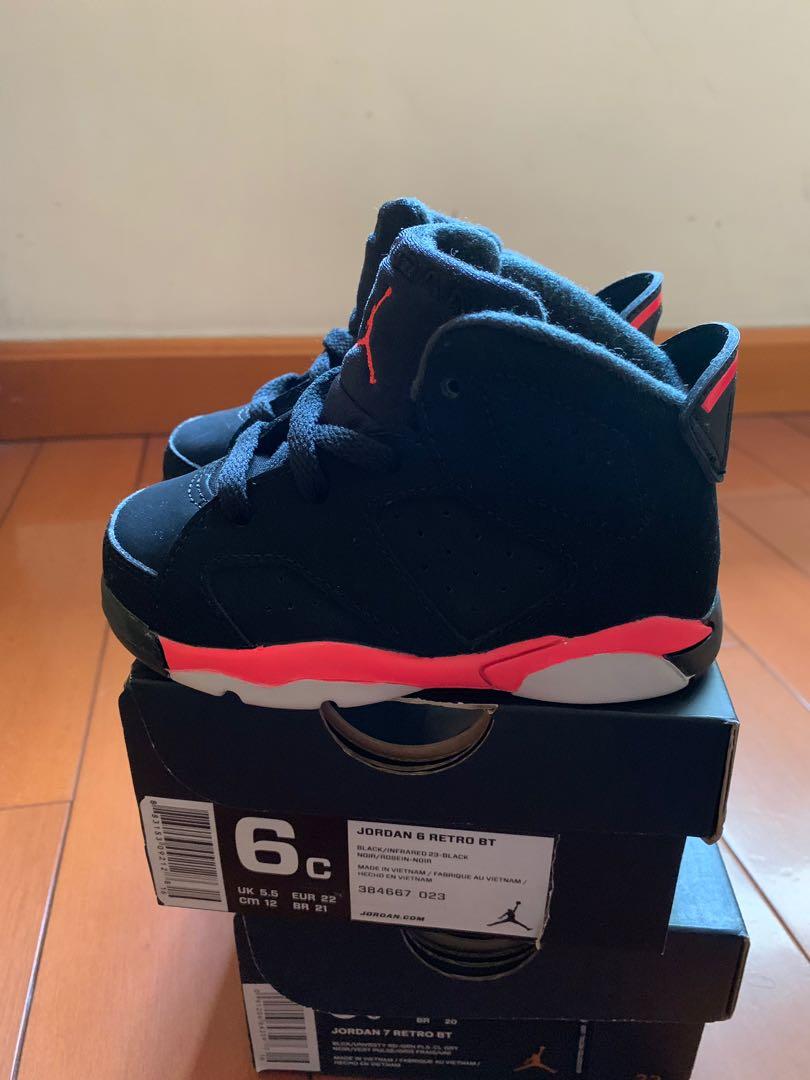 Nike Jordan baby Jordan 6 black infrared DS 6-10c, 兒童＆孕婦用品