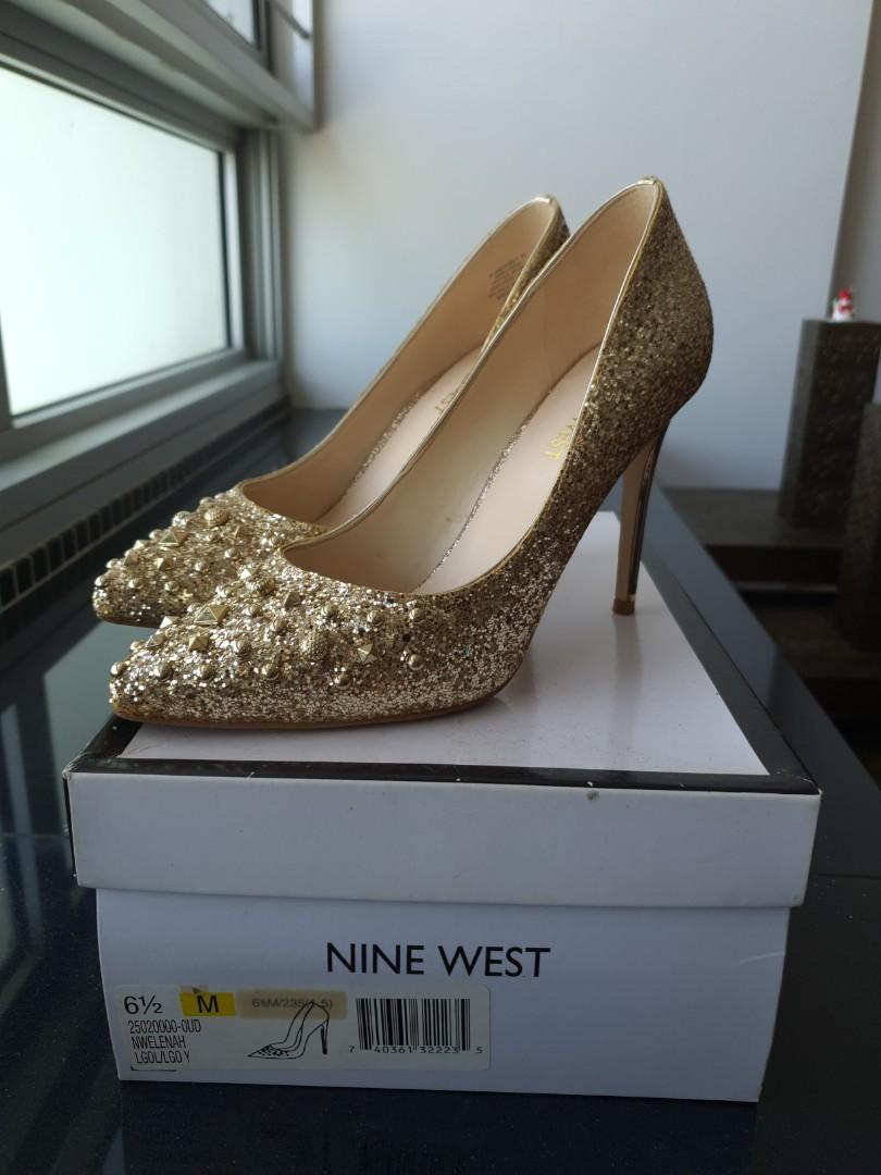 Nine West Gold Glitter Heels