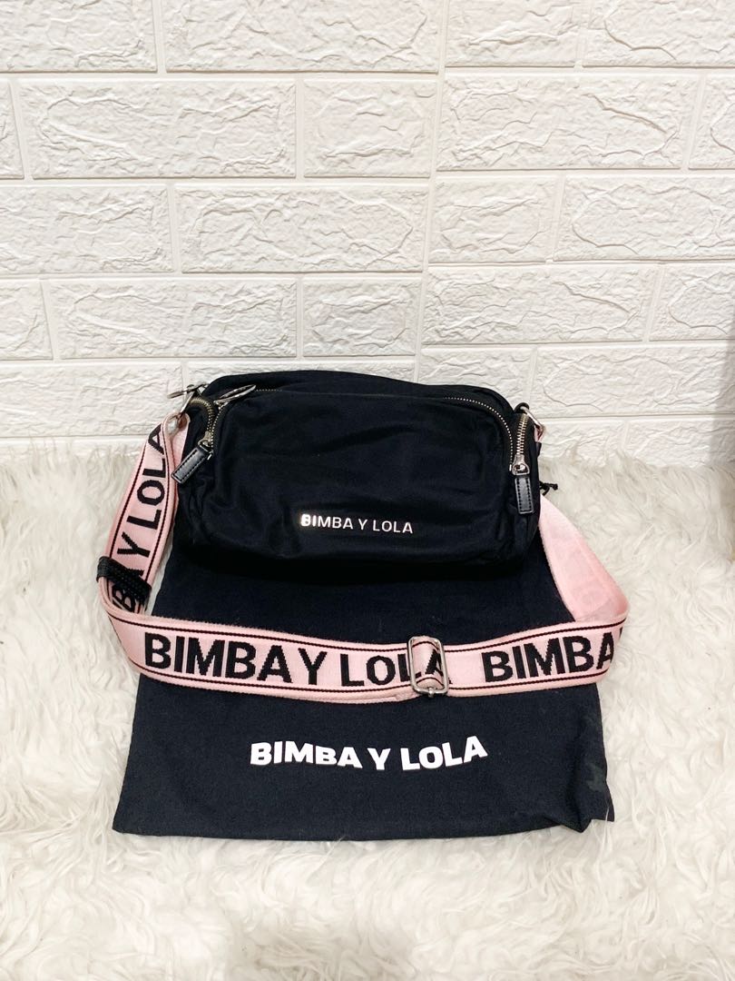 preloved bimba y lola crossbody black strap pink fesyen wanita tas dompet di carousell