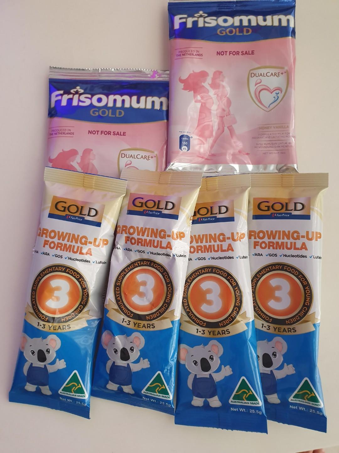 Stage 3 milk powder + frisomum gold sample packets, Babies & Kids ...
