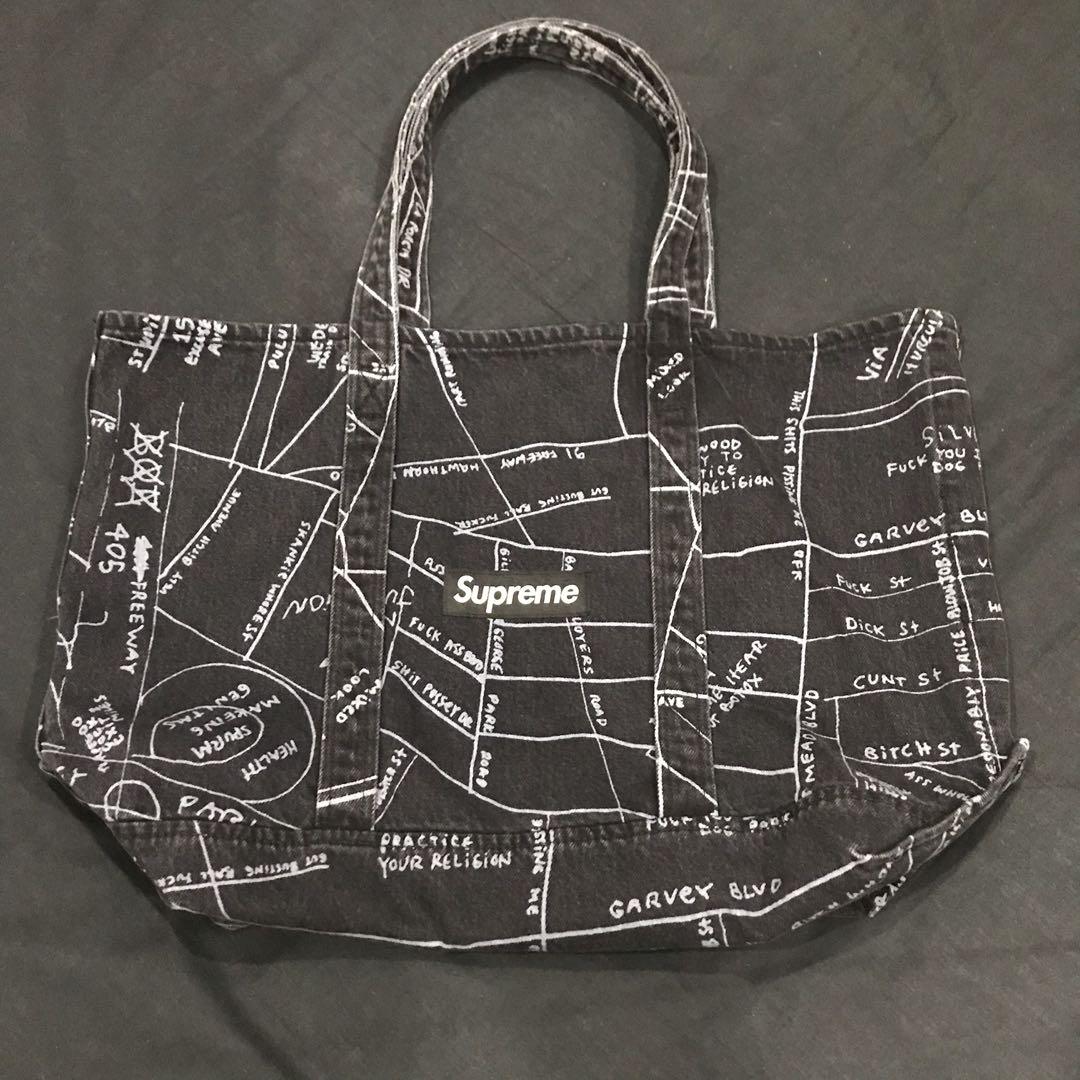 Supreme Gonz Map Denim Tote, Luxury, Bags & Wallets on Carousell