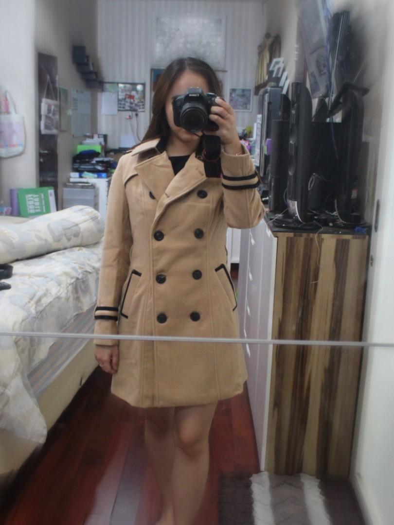 halogen belted wool blend coat