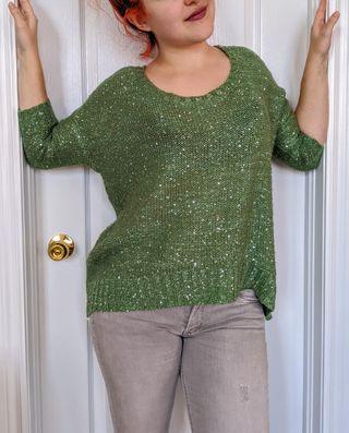 Green sequin sweater