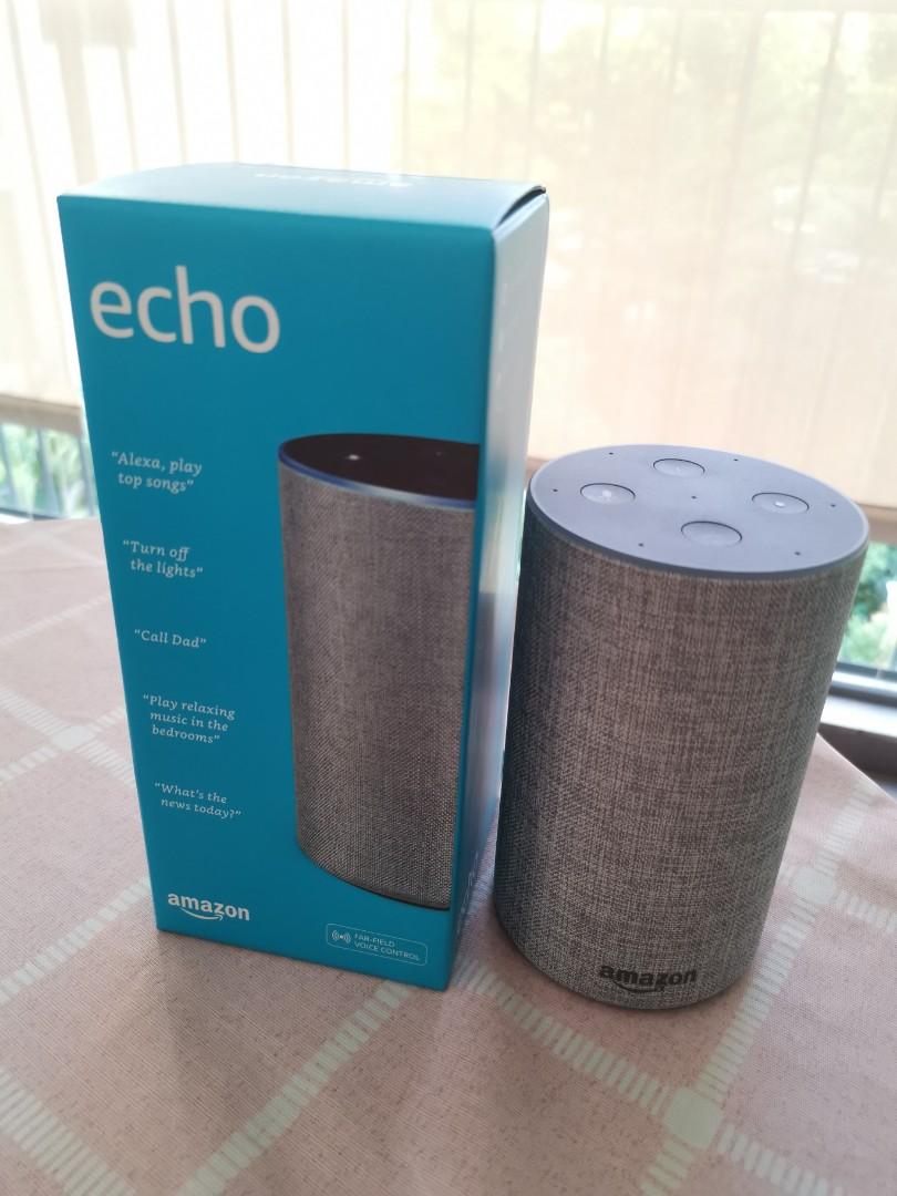 Amazon Echo (Category: Portable Audio Accessories) located in Singapore. Submitted by spore76 (Listing ID 264035101, Image 1). Description: Bought in July 2019 from Amazon US. In good working condition, can work as portable Bluetooth speaker if you don't want to use it with Amazon Music or Spotify..