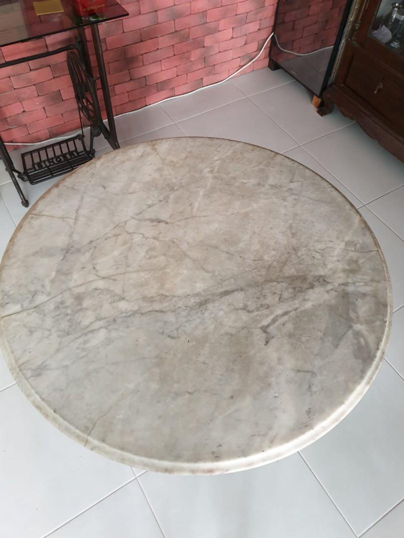 Antique Kopitiam Marble Table, Furniture & Home Living, Furniture