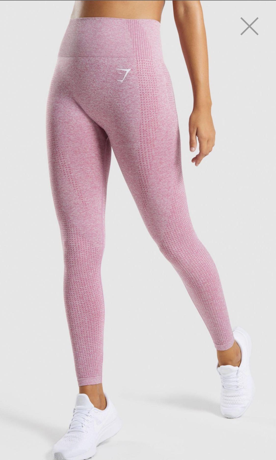 Gymshark, Pants & Jumpsuits, Gymshark Fit Seamless Leggings With Pink  Waistband