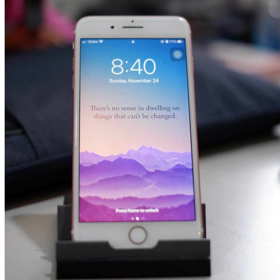 iPhone 7 Plus 128GB Rose Gold (Category: iPhone 7 Series) located in Manila. Submitted by act92 (Listing ID 264032431, Image 2). Description: Selling my pre-loved iPhone 7 Plus Rose Gold Capacity is 128gb 99% smooth It has one small dent at the bottom as shown in the picture, but the rest is smooth Screen protected since day one No performance issues No dead pixels Camera is great No touch ID problem Includes box with original cable and adapter W