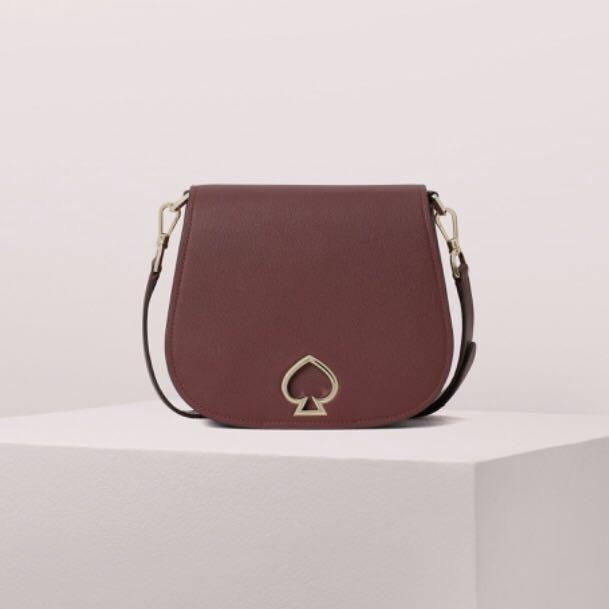 Kate Spade Suzy Large Saddle Crossbody Slingbag Cherrywood Burgundy Women s Fashion Bags Wallets Cross body Bags on Carousell