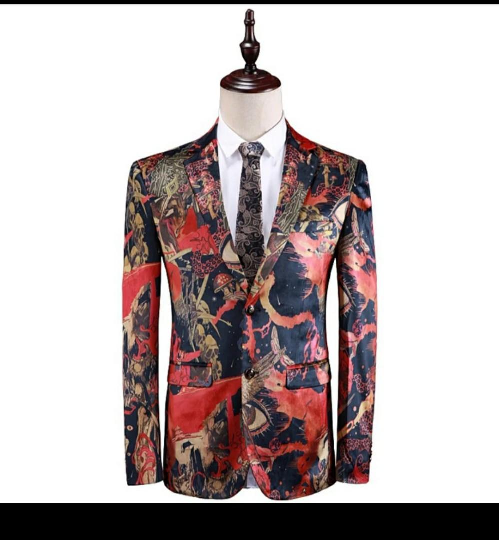 Red floral new arrivals blazer mens