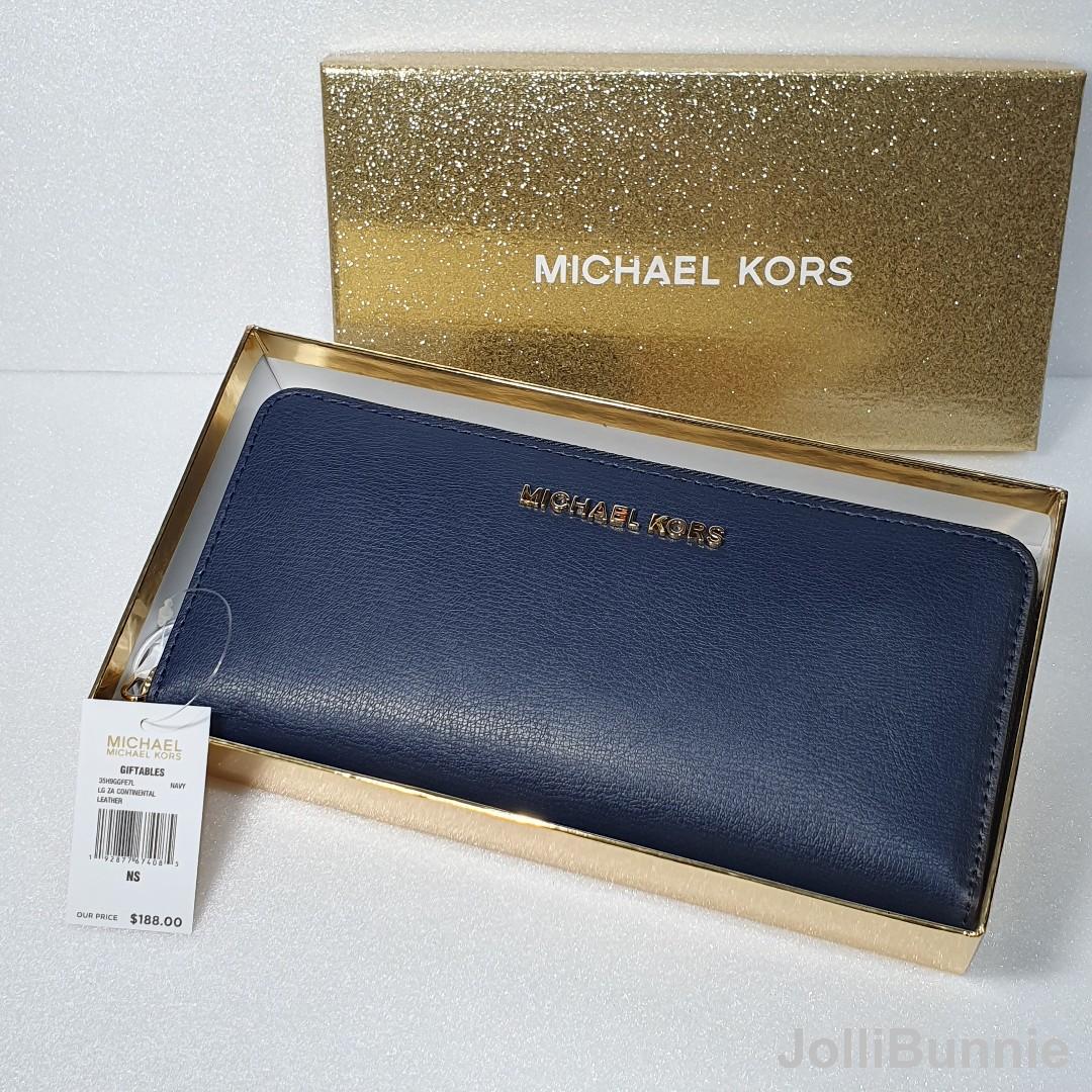 navy michael kors wallet