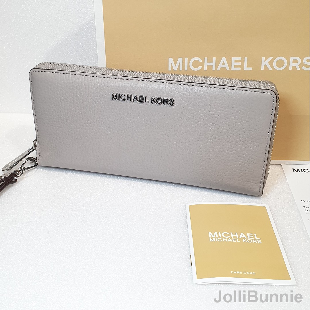 MICHAEL KORS Jet Set Travel Large Travel Continental Wallet Pearl Grey 35F7STVE7L michael kors wallet long wallet