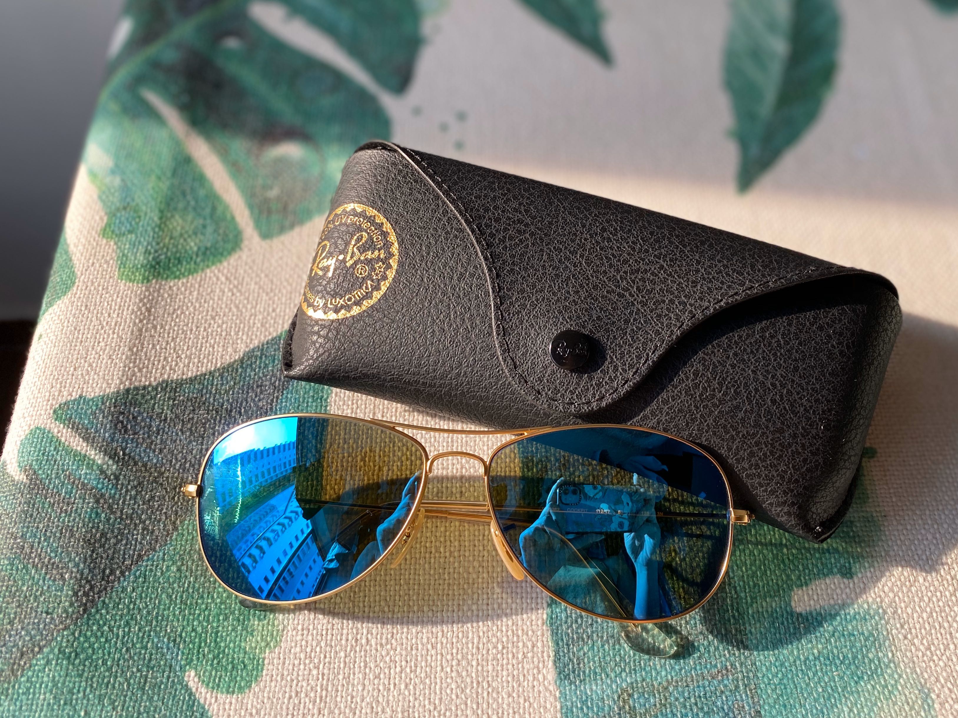 ray ban aviators blue mirror lens