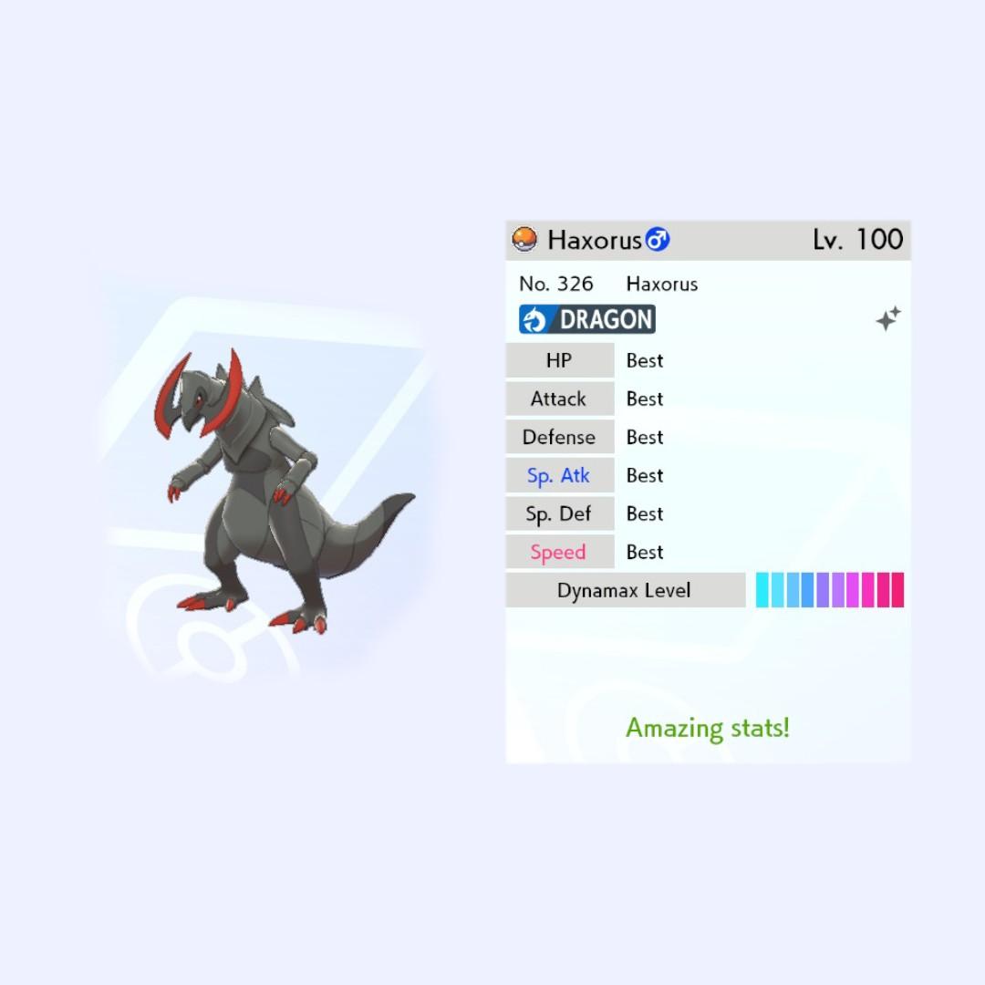 Shiny Haxorus 6iv Max Evs Competitive Pokemon Sword Shield Toys