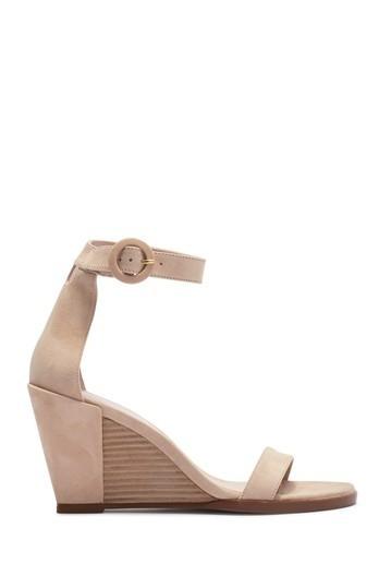 Stuart Weitzman Harbor Sandal in Wheat Seda Suede