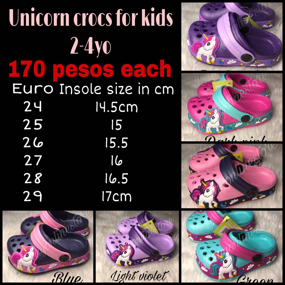 unicorn crocs size 2