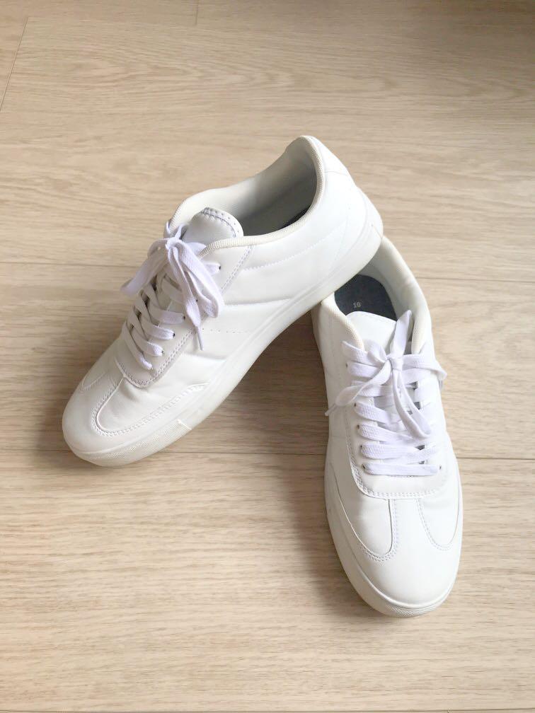 White faux leather slip on sneakers cheap