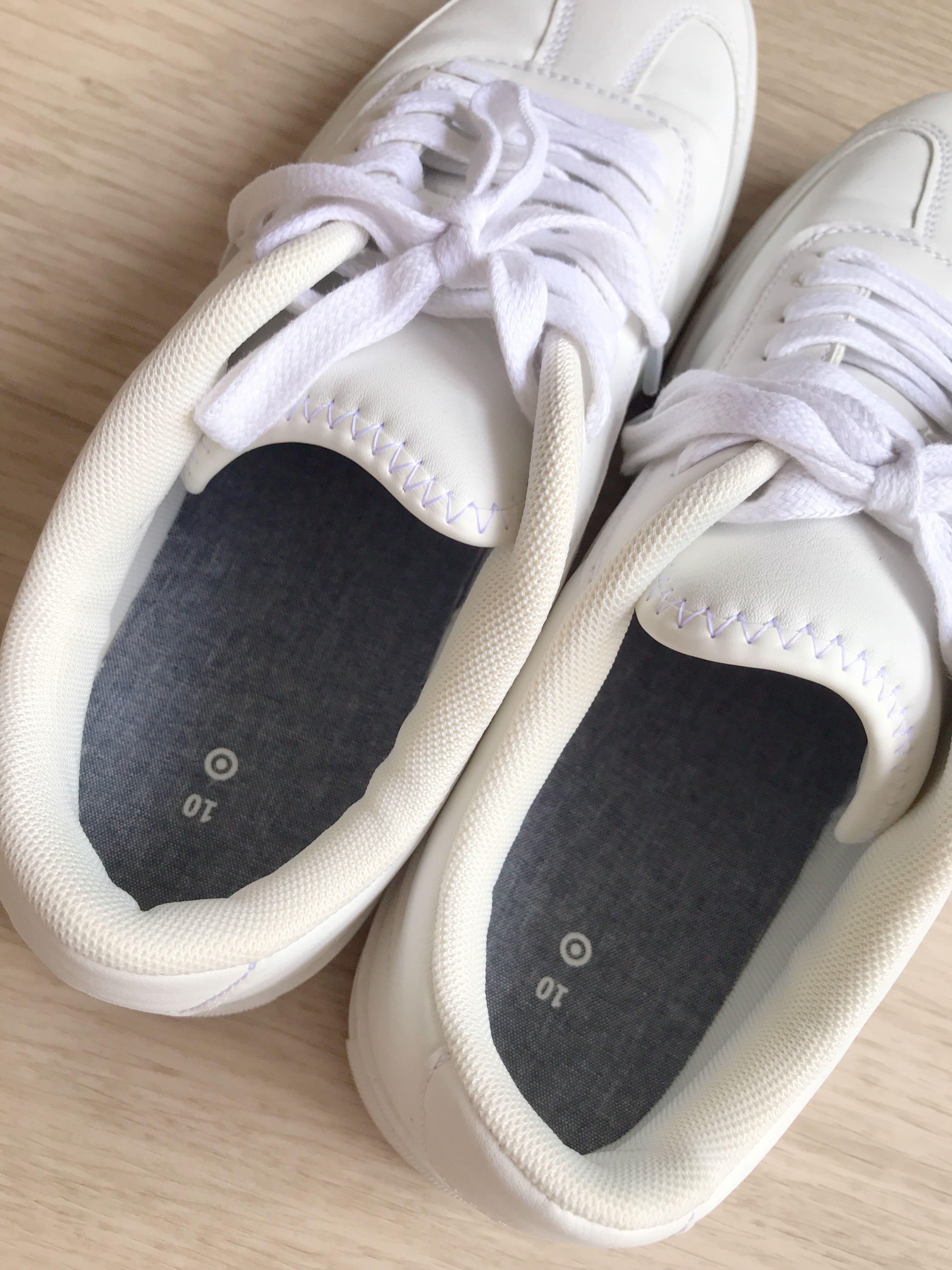 White faux leather sneakers Women s Fashion Footwear Sneakers
