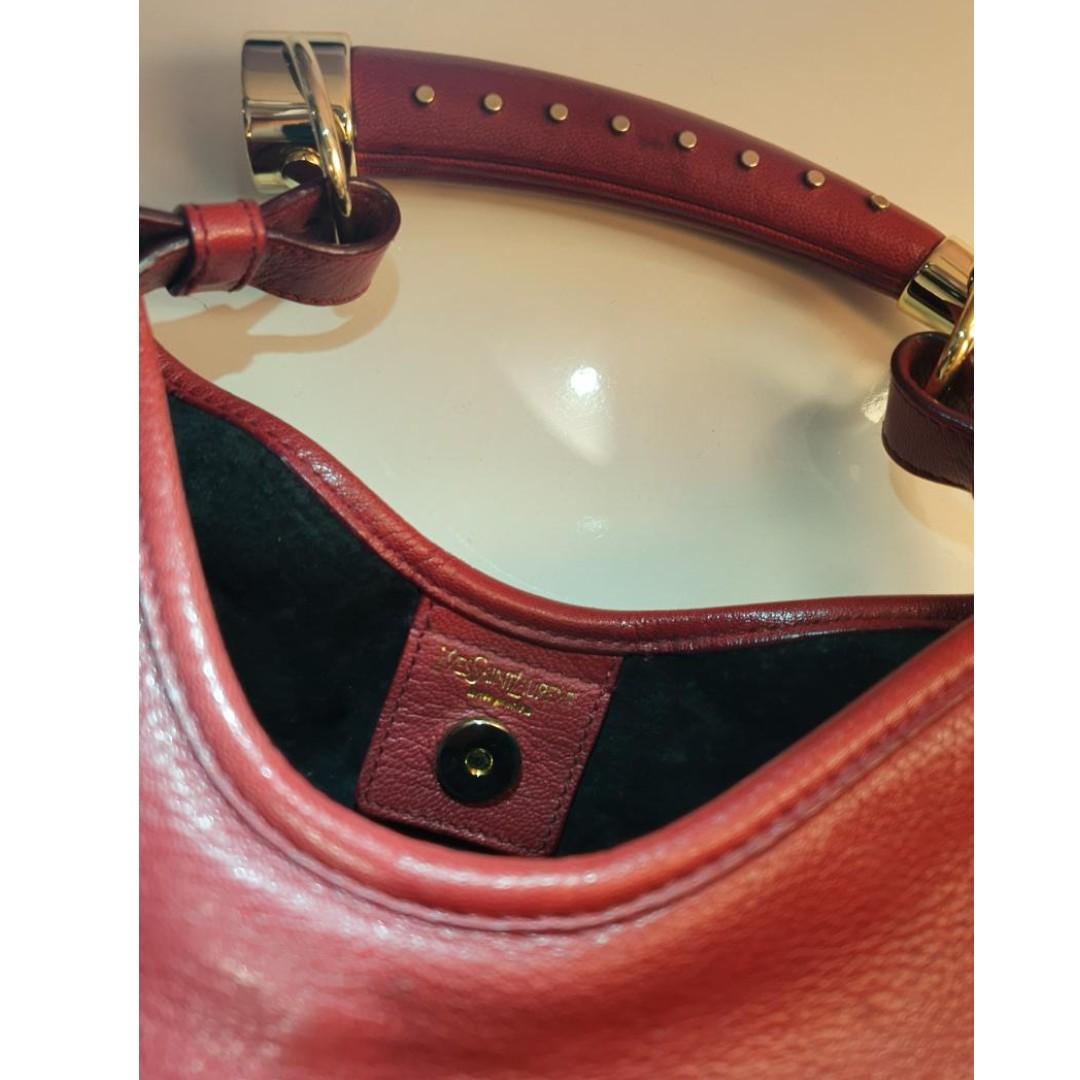 Yves Saint Laurent Red Chevre Leather  Horn Handle Small St Tropez  Mombasa Bag