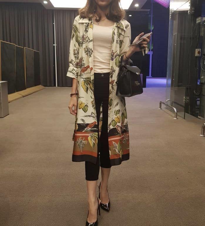 Zara Birds Satin Dress Cardigan