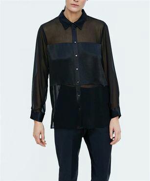 Black chiffon irregular shirt