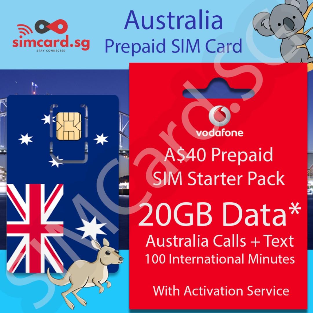 🇦🇺 Australia Prepaid SIM Card 4G Data, Text, Calls (Vodafone Network) with SIMCARD Registration