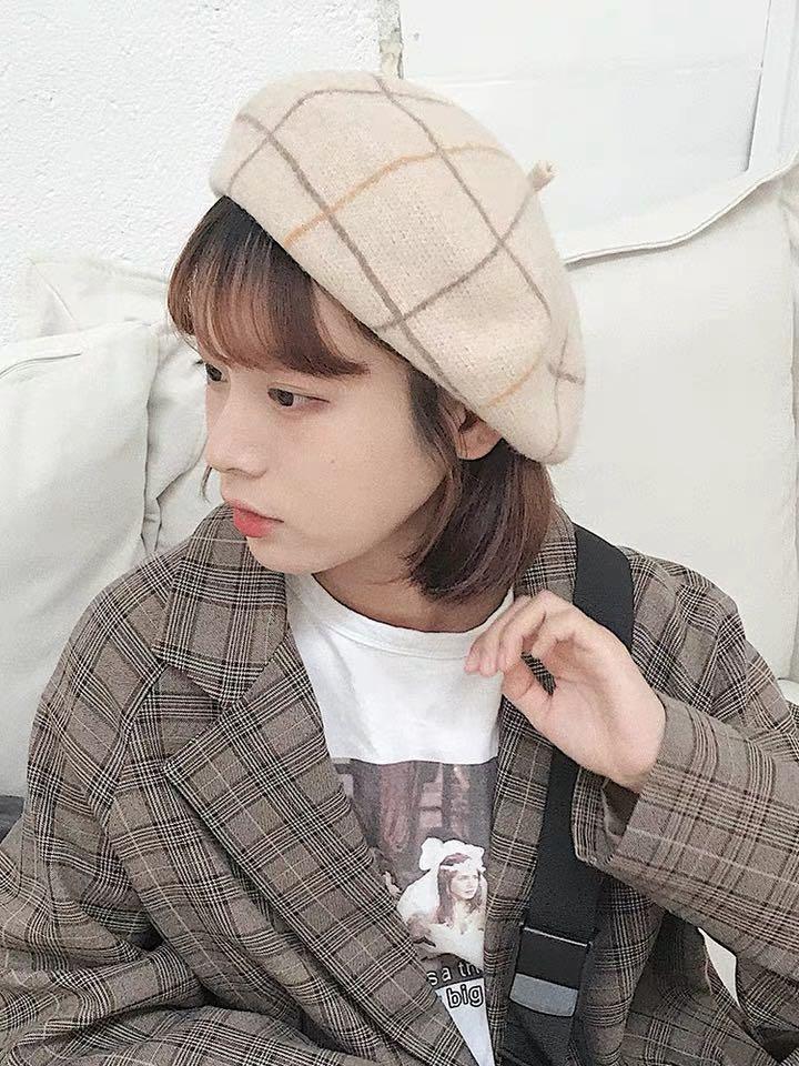 Beret 日系文青格仔貝雷帽 畫家帽 女裝 手錶及配件 帽 Carousell
