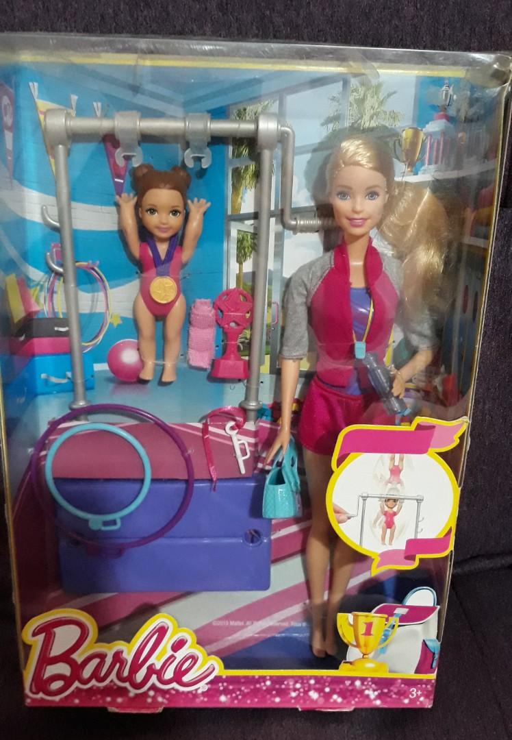 barbie gymnastic coach dolls & playset