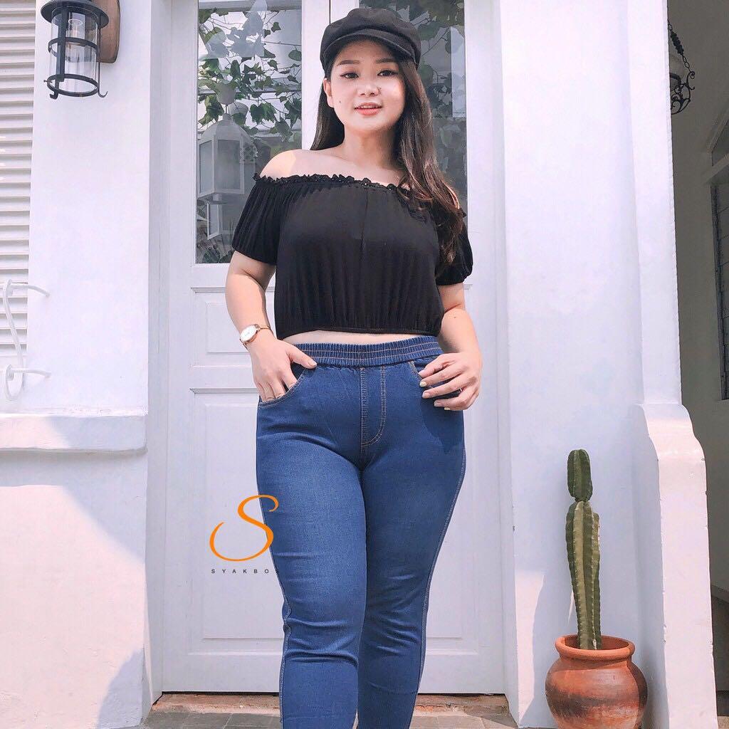 celana levis jumbo oversized, Fesyen Wanita, Pakaian Wanita