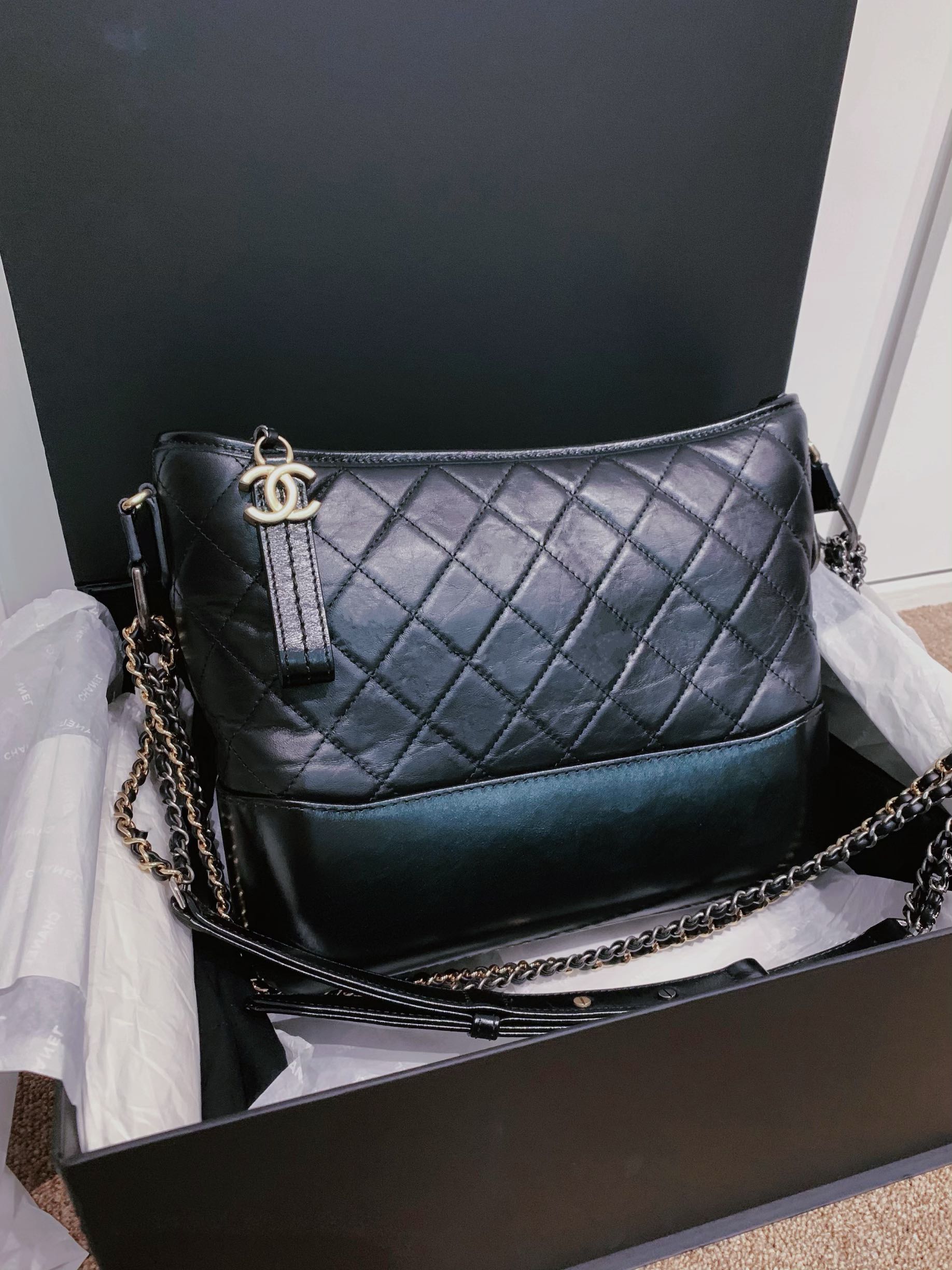 Chanel Gabrielle Black Medium, Luxury, Bags & Wallets on Carousell