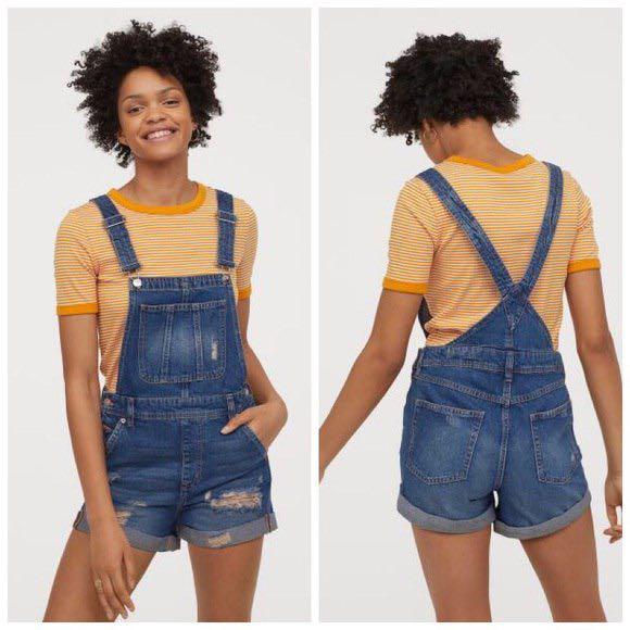 Denim bib shorts store