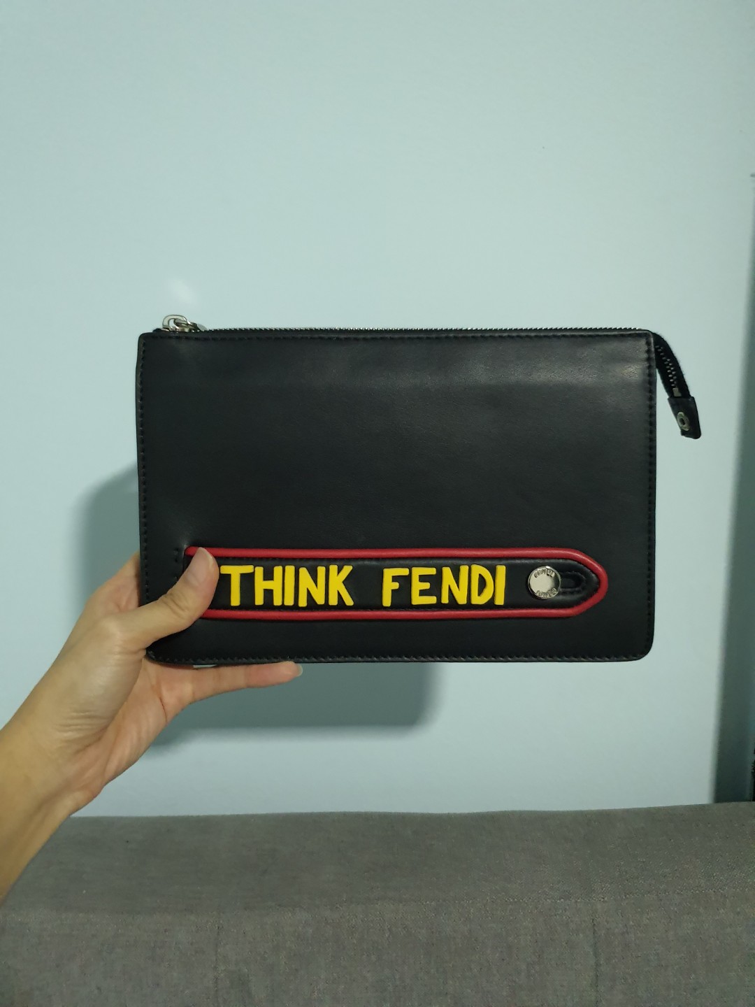 Fendi Think Vocabulary Leather Pouch Mini