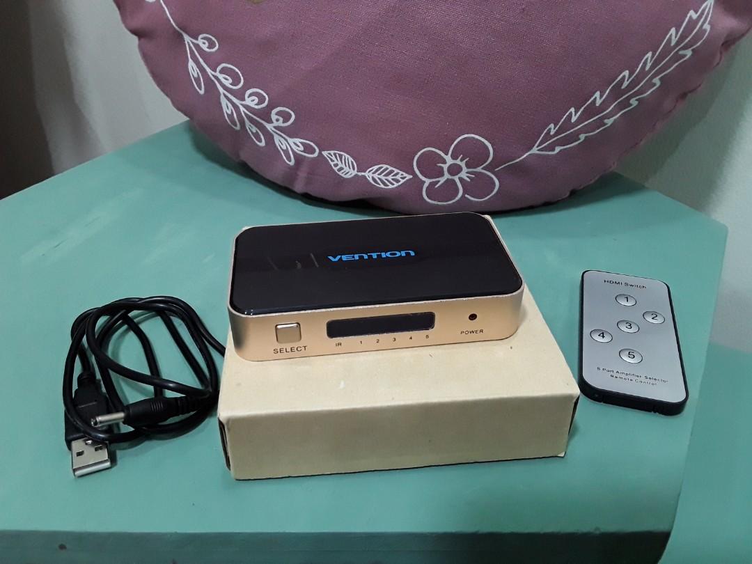 HDMI Switch (Category: Nintendo) located in Singapore. Submitted by desmondsim (Listing ID 264359693, Image 1). Description: Vention HDMI Switch 5 ports amplifier selector.