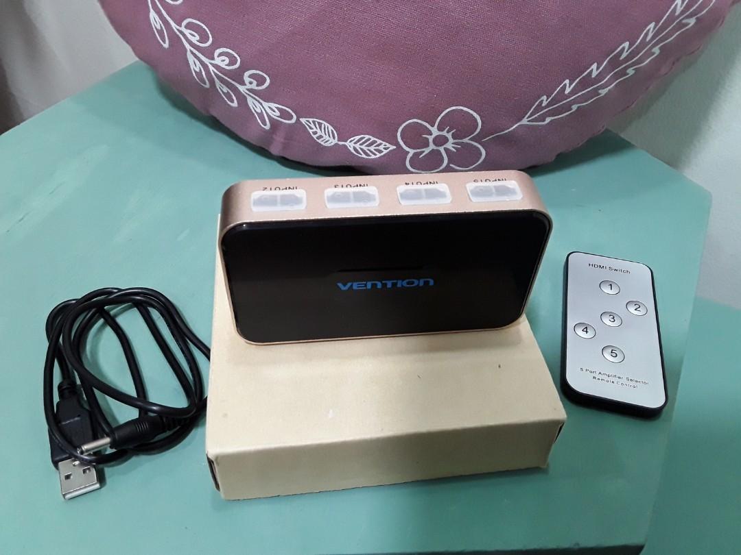 HDMI Switch (Category: Nintendo) located in Singapore. Submitted by desmondsim (Listing ID 264359693, Image 2). Description: Vention HDMI Switch 5 ports amplifier selector.