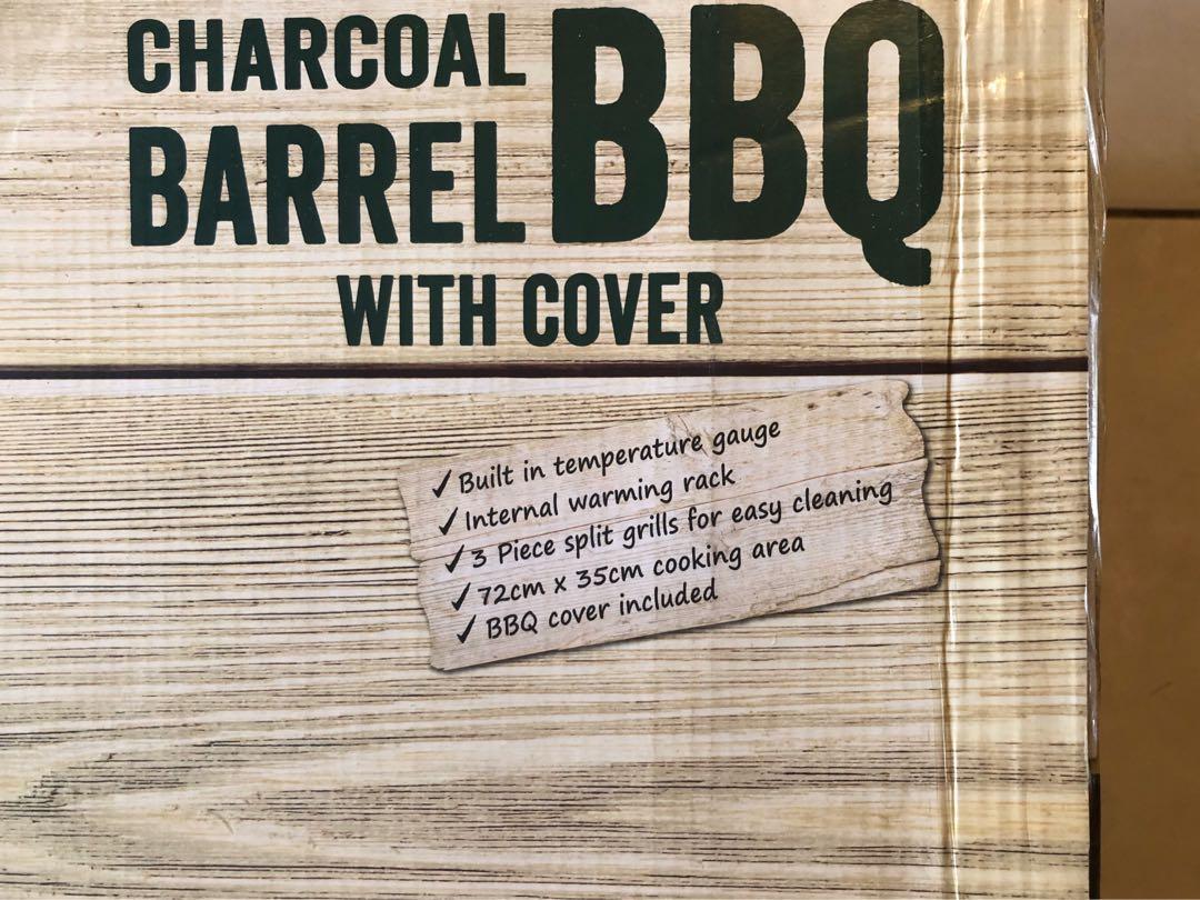 New Tesco Charcoal BBQ Barrel with Cover, TV & Home Appliances, Kitchen