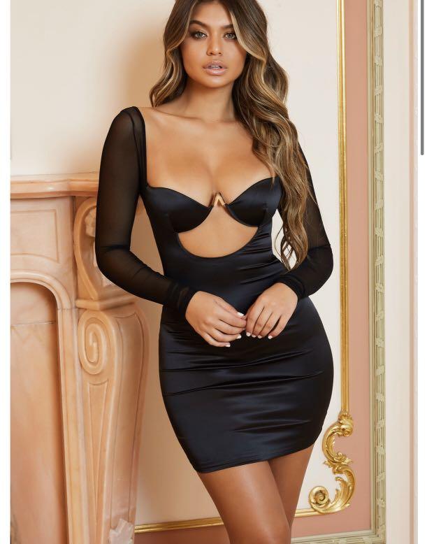 Oh polly black mesh dress clearance