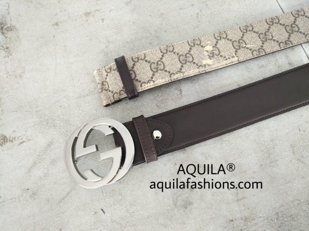 Replacement full leather belt strap for client s Gucci buckle