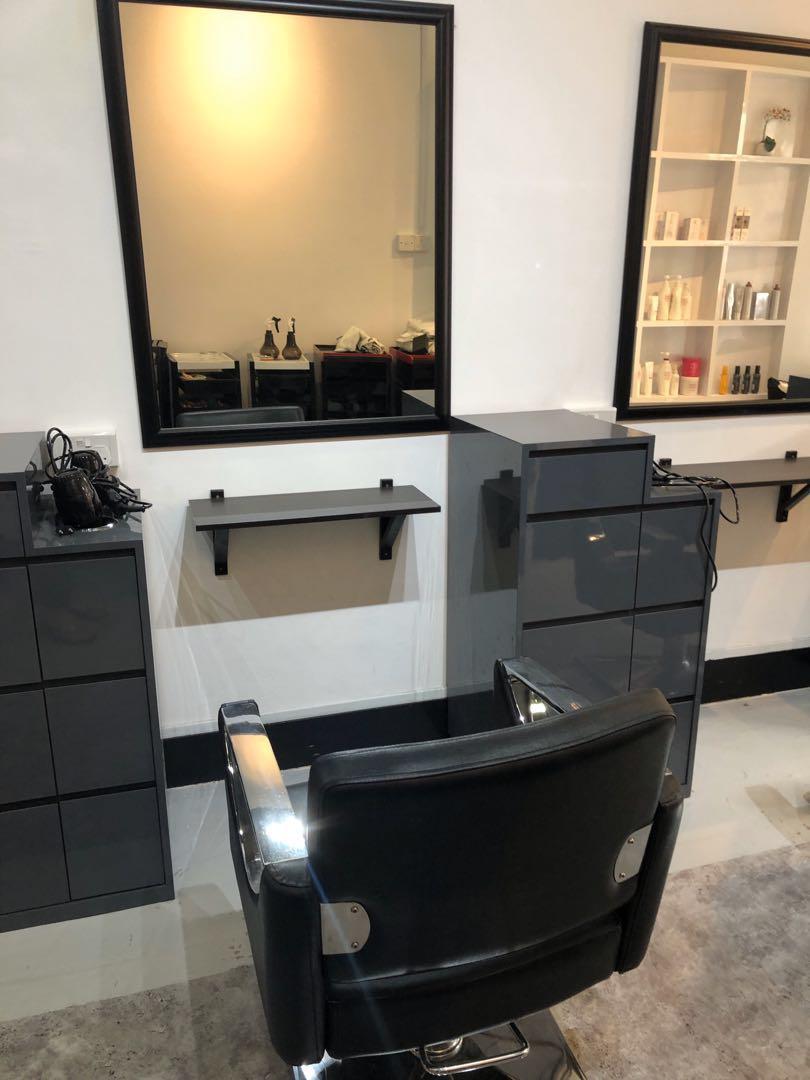 Salon chair and mirror set, Furniture & Home Living, Furniture, Other