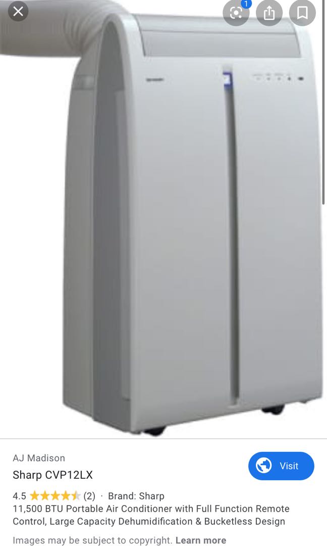 Sharp portable Air conditioner 11,500 BTU, TV & Home Appliances, Air