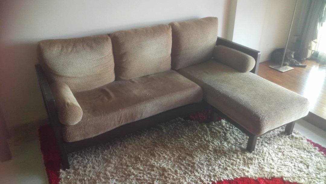 Lshaped Sofa + Coffee Table, Furniture & Home Living, Furniture, Sofas