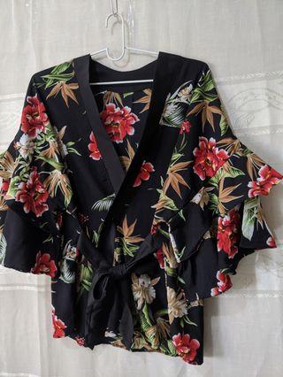 Double breasted floral blouse