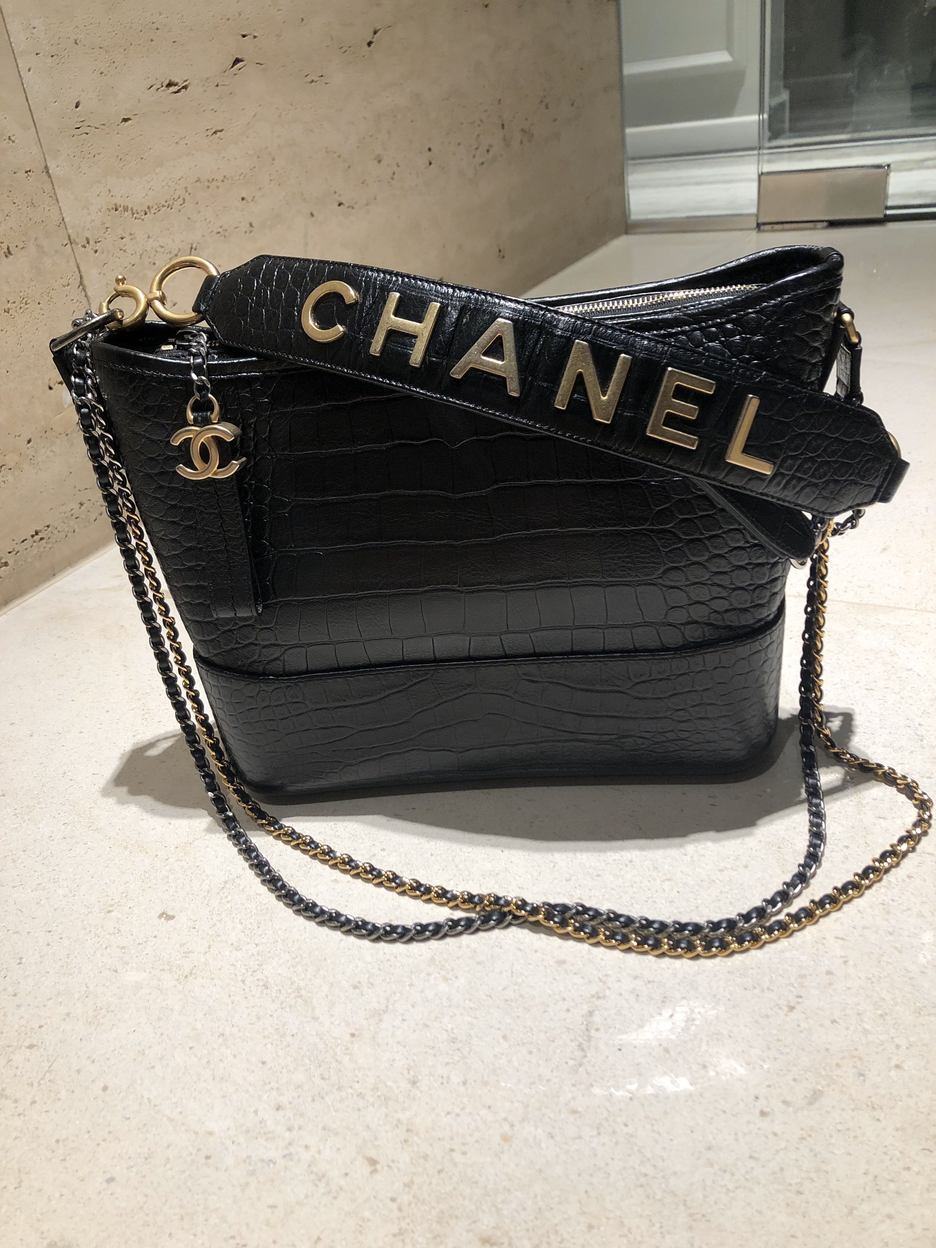 Chanel Gabrielle crocodile embossed calf skin bag Womens Fashion Bags   Wallets Shoulder Bags on Carousell
